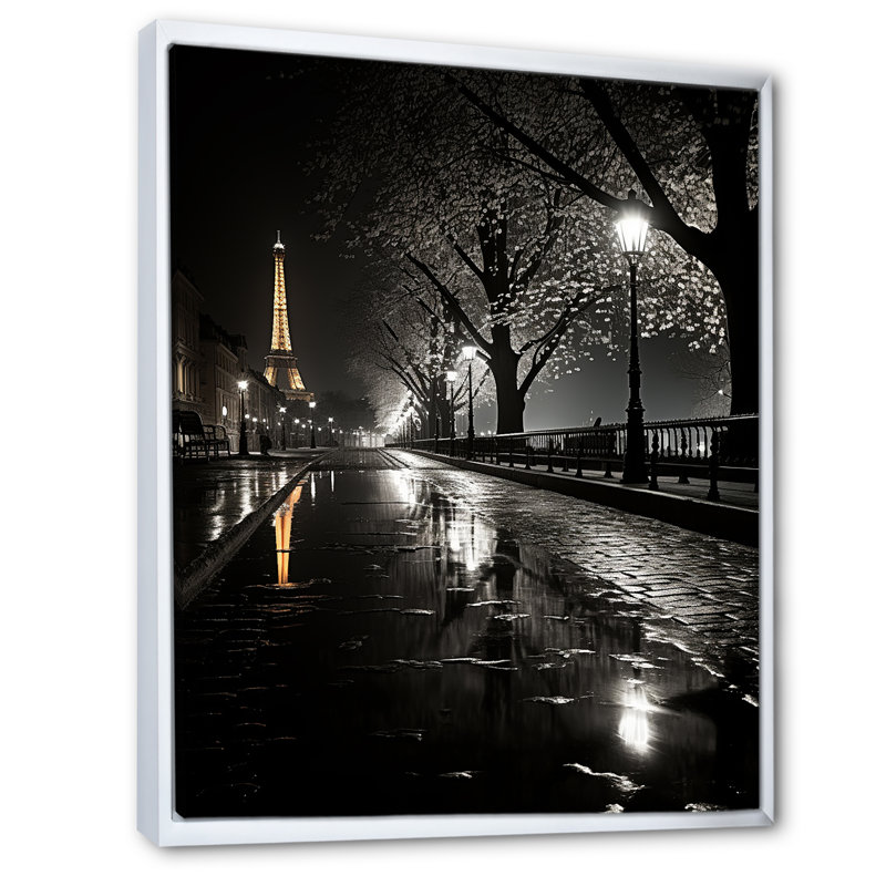 Parisian Moonlit Night I - Paris, reproduction d'art encadrée, H 20 po x l 12 po x P 1 po, Cadre flottant blanc