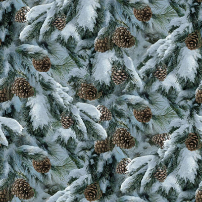 Springs Creative Wild Wings Contemplation Winter Pine Branches Multicolor Premium Quality 100% Cotton Fabric By The Yard