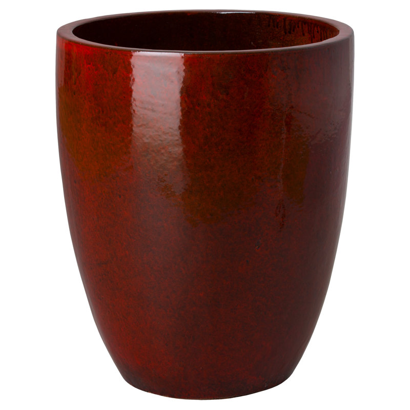 Pot à fleurs en céramique Silsbee, Rouge, H 28 po x l 22 po x P 22 po