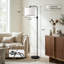 Lampe sur pied noire à intensité variable de 64 po avec tête rotative, lampe sur pied moderne avec abat-jour en lin pour le bureau de la chambre à coucher du salon