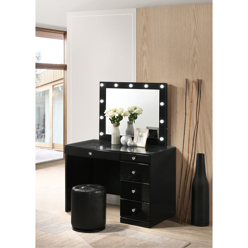 Tabouret de coiffeuse pivotant 1 pièce, Noir