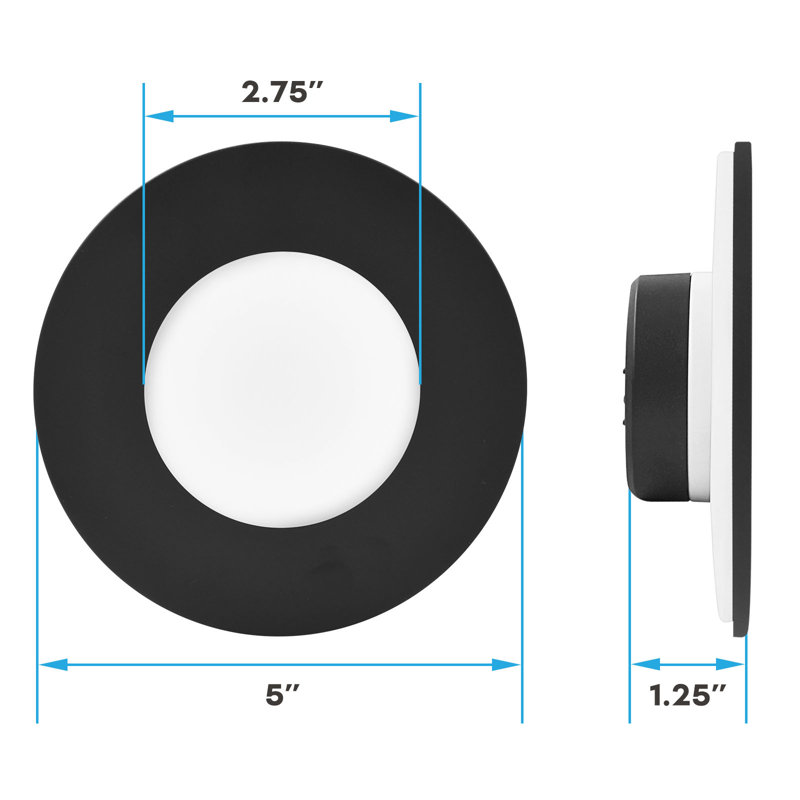 4'' 7.5 Watt Dimmable LED Retrofit Recessed Lighting Kit, Black