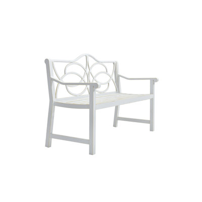 Outdoor Garden Patio Bench,Iron Metal Steel Frame Park Bench With Backrest And Armrest, Slatted Seat For Park, Yard & Porch, Balcony, Accommodates 2-3 by Lark Manor