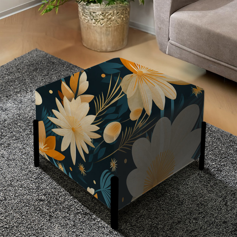 Beige et sarcelle conformation sereine Élégance florale - Repose-pieds carré floral