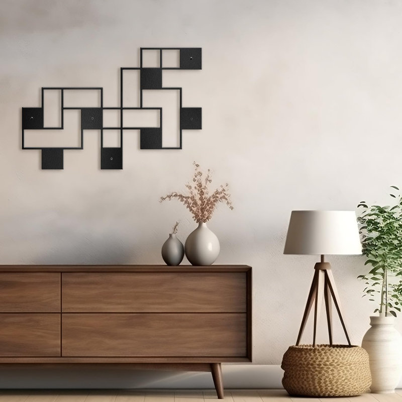 Décoration murale en métal, Noir, H 12 po x l 24 po x P 0,05 po
