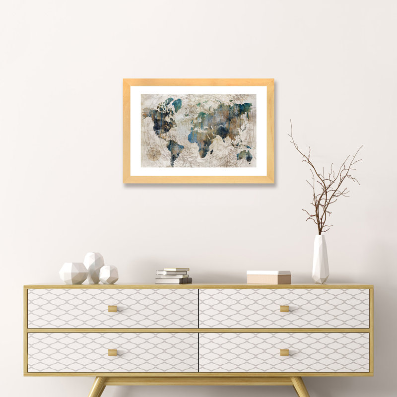 Carte céleste par Isabelle Z - reproduction d'art, H 16 po x l 24 po, Naturel, Papier dans un cadre photo