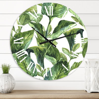 Feuillage de feuilles tropicales - Horloge murale tropicale