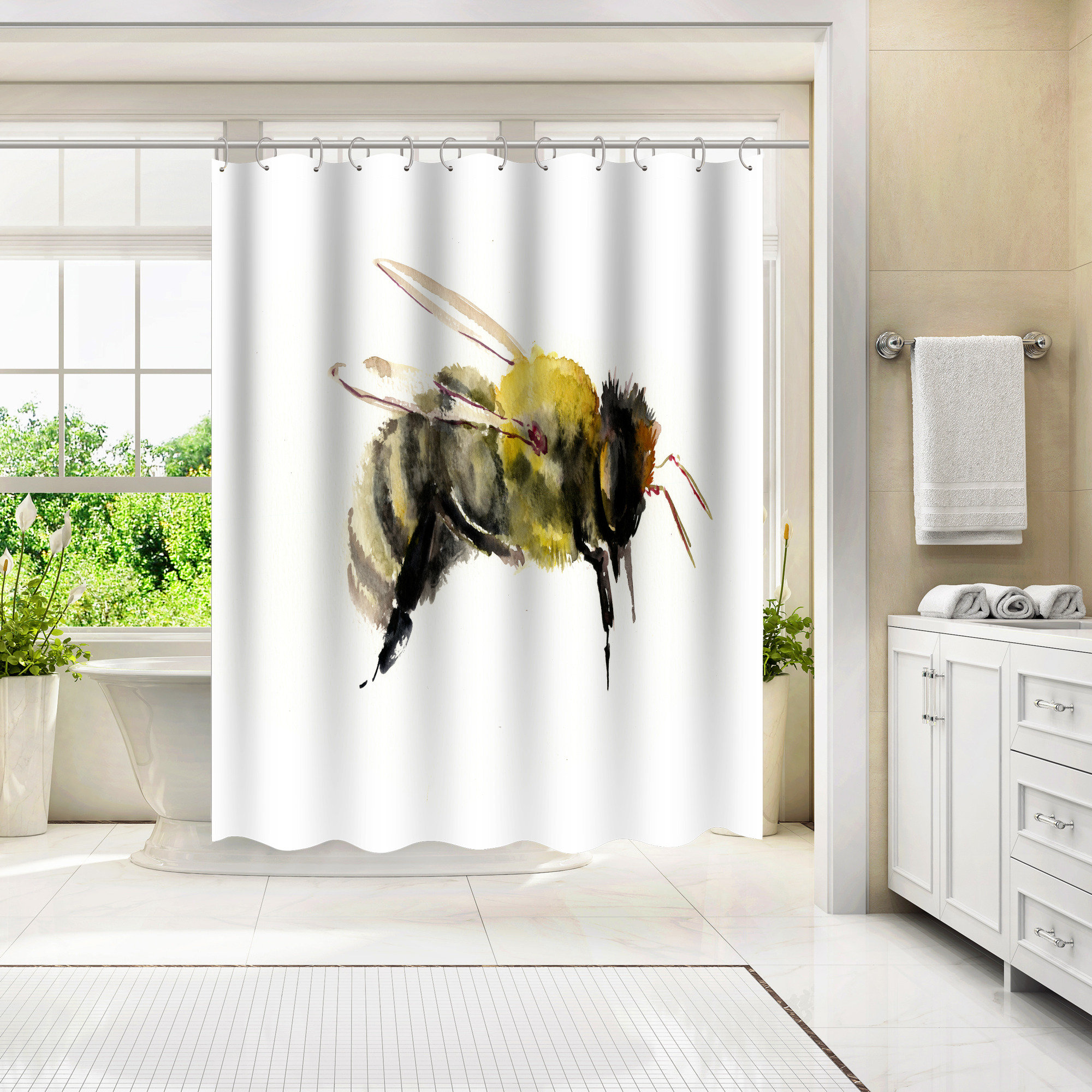 Bee deals shower curtain