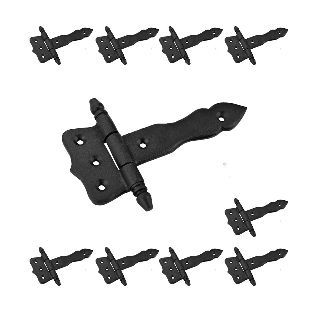 Door Strap Hinge 5" Inch Wrought Iron Antique Design Cabinet Hinges (Set of 10) The Renovators Supply Inc.