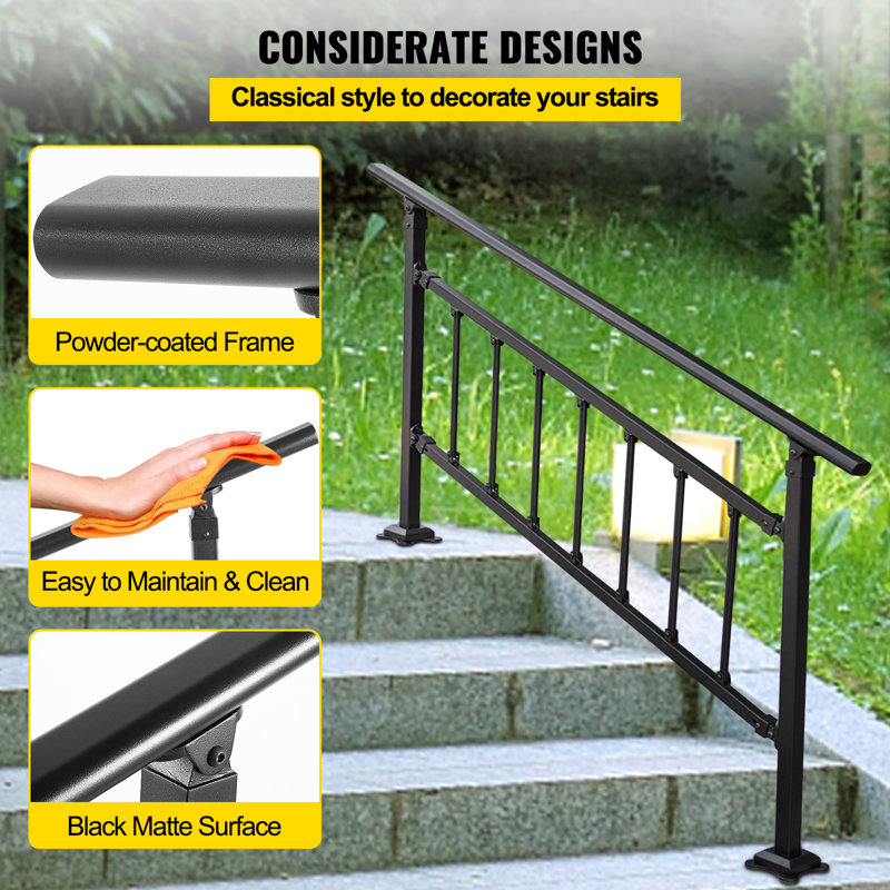 33" H x 68" W x 2" D Outdoor Stair Railing Starting Steps