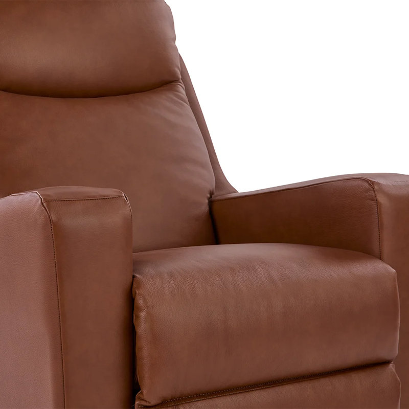 Emmons Leather Rocker Recliner, Oak