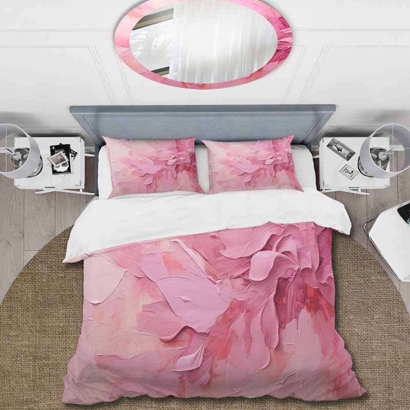Ensemble de housse de couette Gold and Pink Minimal Abstract River - Fuchsia