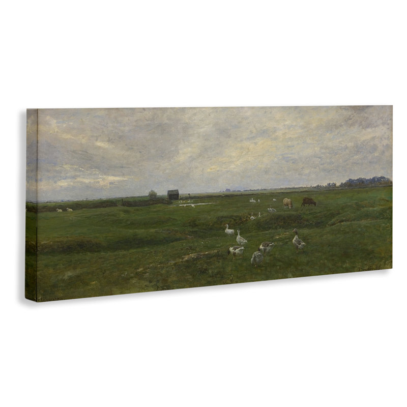  Grazing Ducks & Horses Canvas Wall Art by Grace Popp, 24" H x 10" W