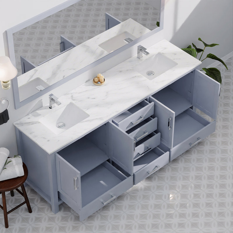 Meuble-lavabo double 84 po X P 22 po D, Gris