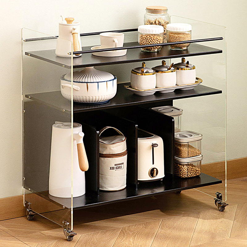 Accent Side Table with Bamboo Base, Black