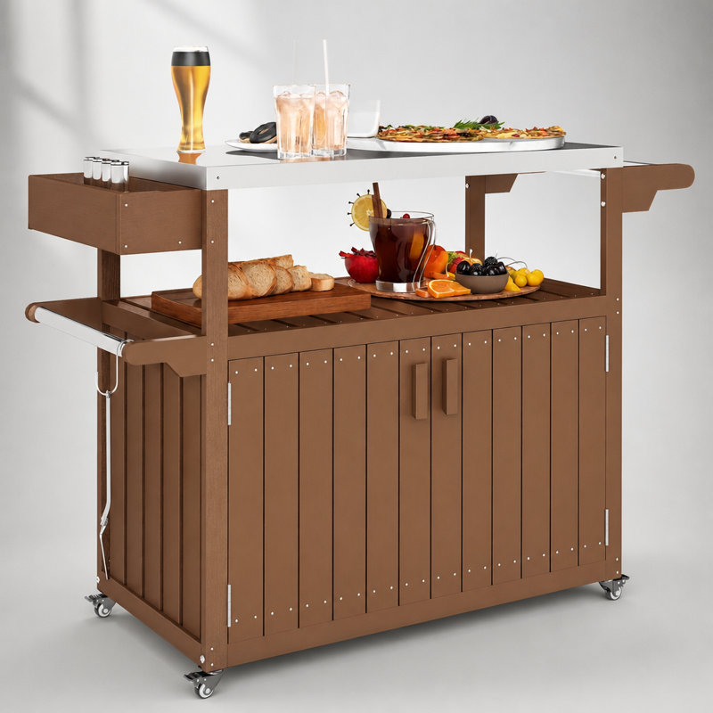 Chariot-bar avec rangement Outsunny