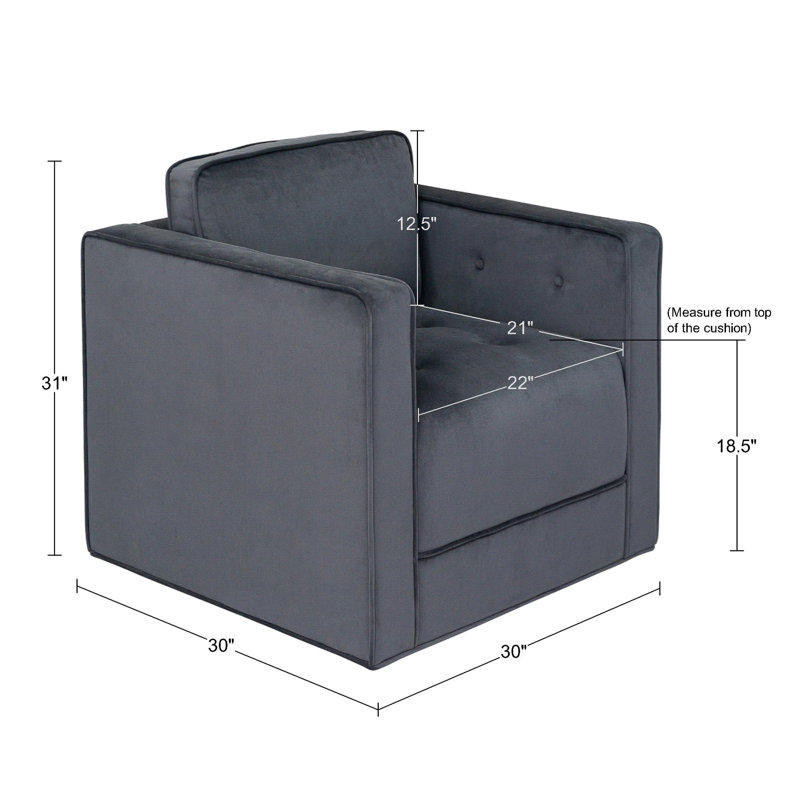 Gray Velvet 30" Swivel Armchair with Wood Frame