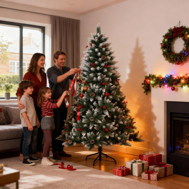 Lighted Artificial Christmas Tree, 7 ft.