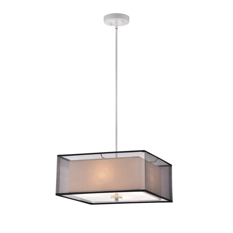 Lustre carré/rectangulaire en abat-jour 4 lumières Avant