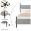 Structure de lit double pleine grandeur avec tête de lit en velours, plateforme en velours côtelé doux avec support en lattes de bois et pieds robustes, aucun sommier requis, silencieux, assemblage facile, gris-1953577882-1953577885