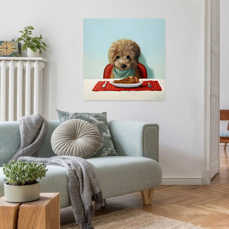 Art contemporain chiot chiot chow, H 32 po x l 32 po