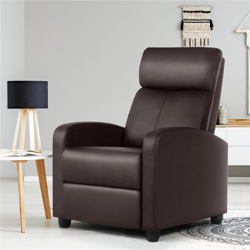 Manual Glider Recliner Armchair  with 3 Relaxation Modes, Brown