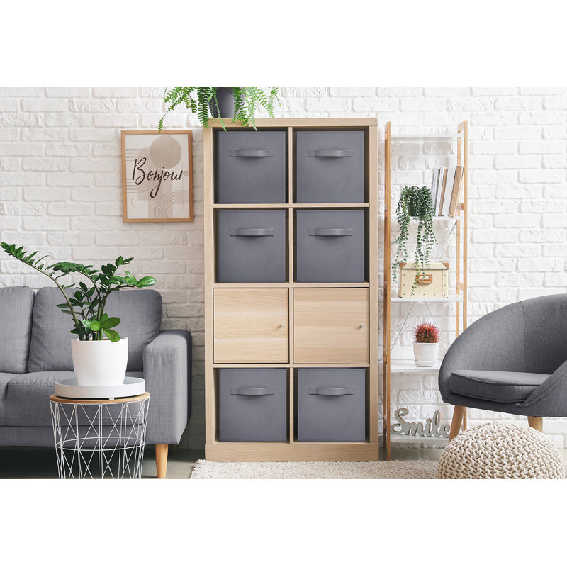 13" Large Foldable Storage Cubes with Handles 1 Piece, Gray, Gray
