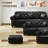 4-Piece Mid-Century Modern Chesterfield Living Room Set Upholstered Faux Leather Furniture Set-431880785