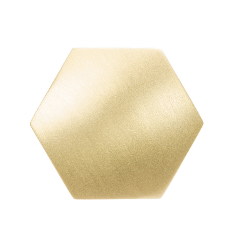 Hexagon medium brass knob, in Satin Brass