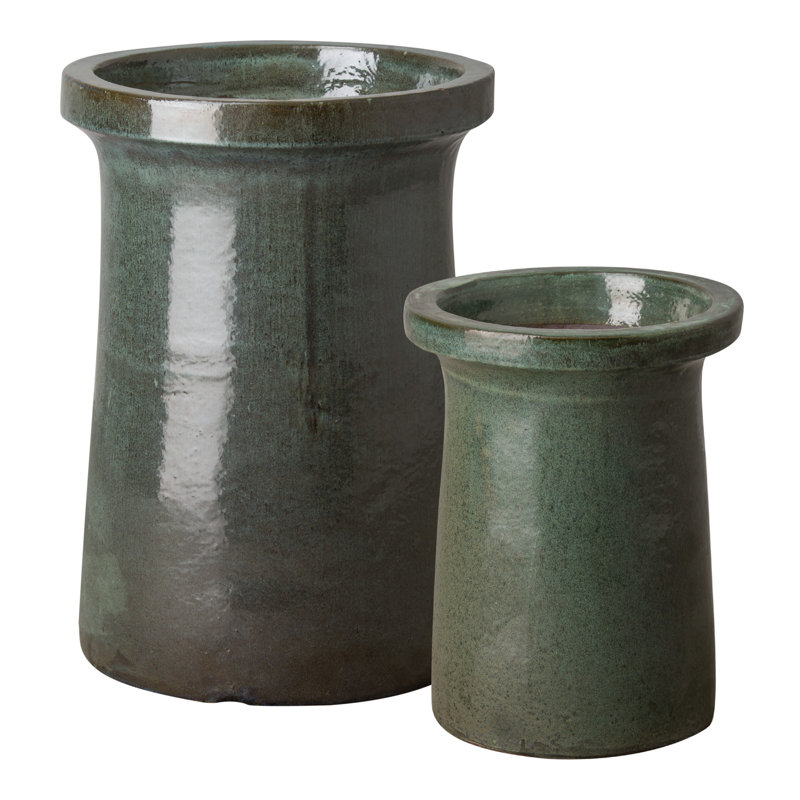 Pot de fleurs en céramique Konnor, Vert, H 29 po x l 21 po x P 21 po