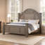Grand lit Recus, détails floraux sculptés, tête de lit arquée, bois gris-117559478