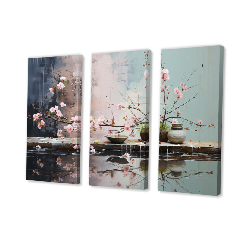 «Asian Art Zen Garden II», reproduction sur toile 3 pièces, H 32 po x l 48 po x P 1 po