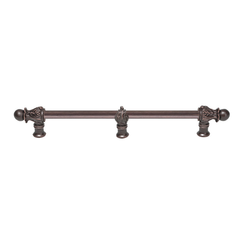 Acanthus 22 inches c.c. with 1/2 round smooth bar Romanesque style with center brace in Antique Brass, Oil Rubbed Bronze, 12"