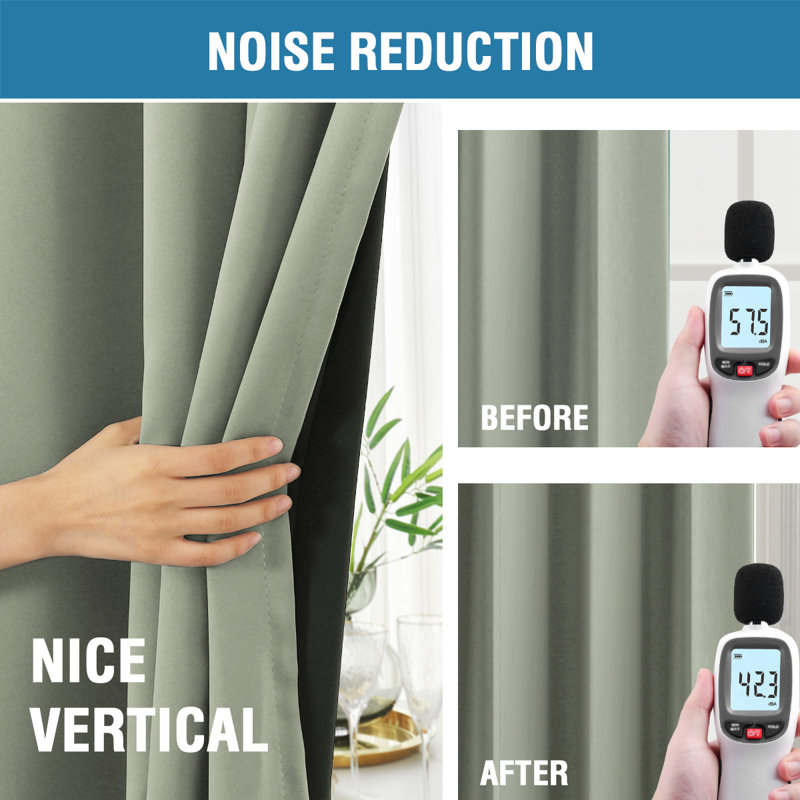 100% Blackout Curtains for Bedroom with Liner Full Room Darkening Curtains Thermal Insulated Back Tab/Rod Pocket Window Drapes for Living Room, 2 Panels