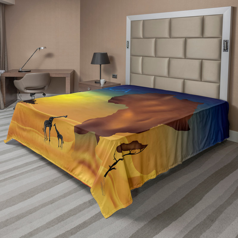 Drap plat Ambesonne Savannah, Drap plat pour très grand lit californien
