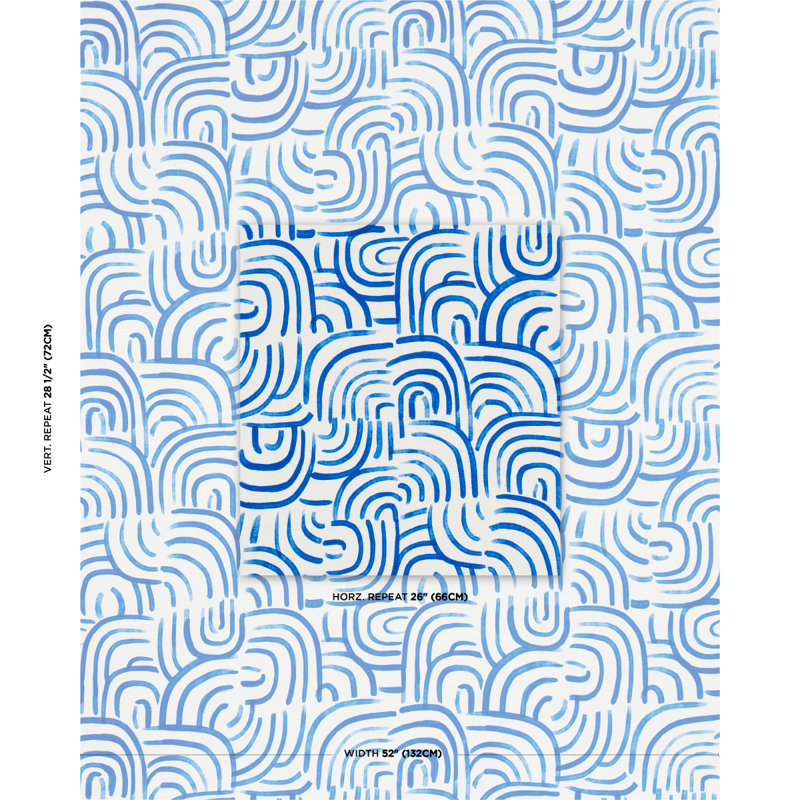 Schumacher X Backdrop New Beat Fabric, Bright Blue