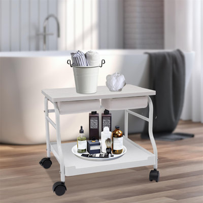 H 17,72 po x l 20,47 po avec repose-pieds et chariot de beauté