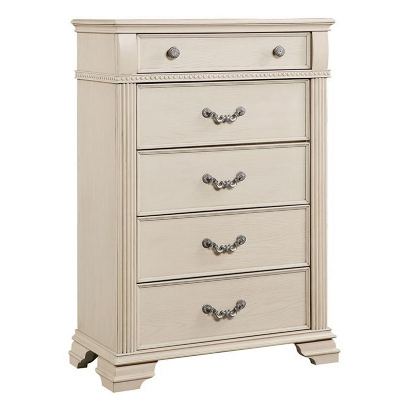 Commode 5 tiroirs Althena, Blanc