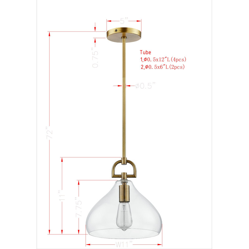 Luminaire suspendu en métal Blake, doré