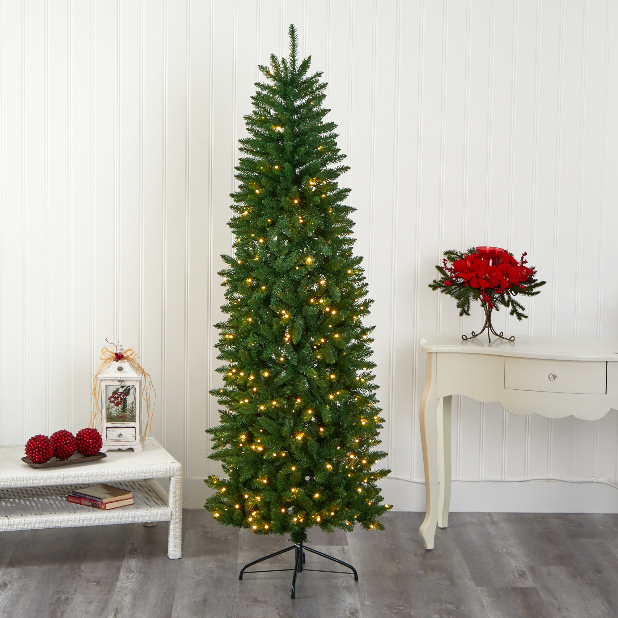 Lighted Artificial Pine Christmas Tree, 6.5' H