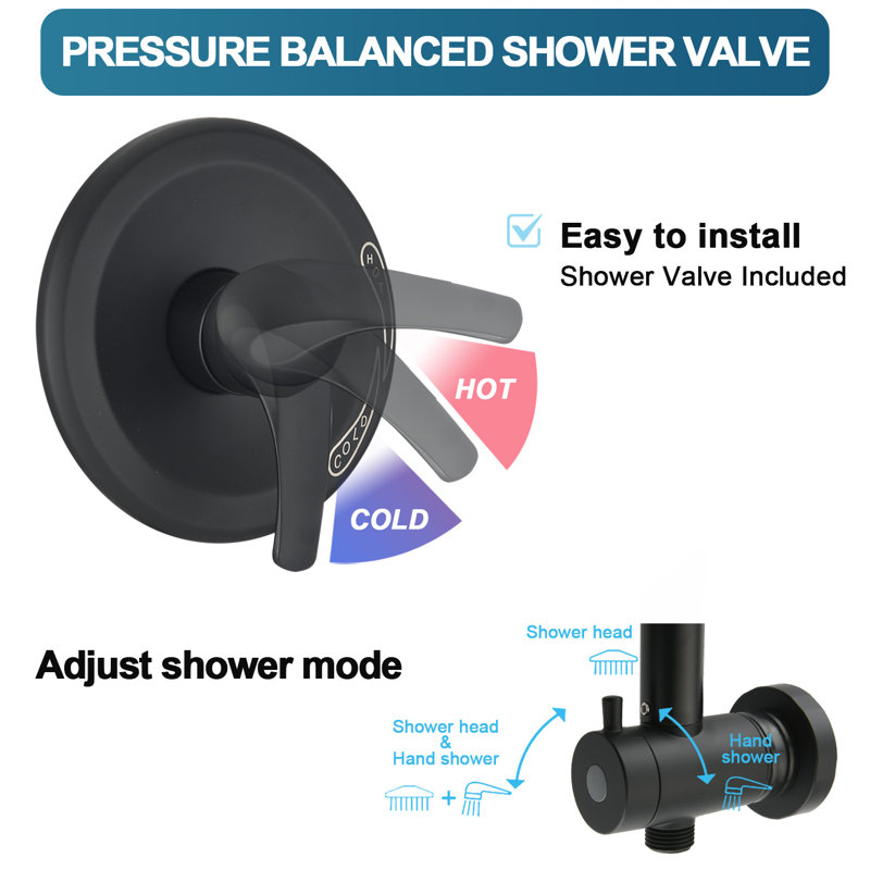 Wall Mounted,slide Bar Combo Rain Showerhead,dual Shower Head,rough-in Valve Included
