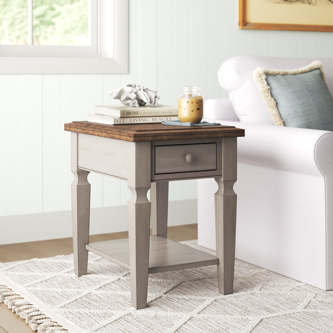 Bonas Solid Wood End Table with Storage Sand & Stable™