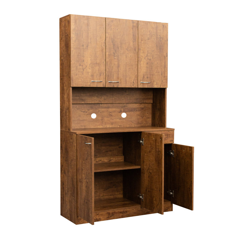 72,18 po de hauteur avec armoire et armoire de cuisine en noyer. Rangement à 6 portes et à 1 tablette ouverte. Armoire en noyer facile à nettoyer et à assembler. 6 portes, 1 tiroir, tablette ouverte. Fabrication robuste, installation facile à nettoyer