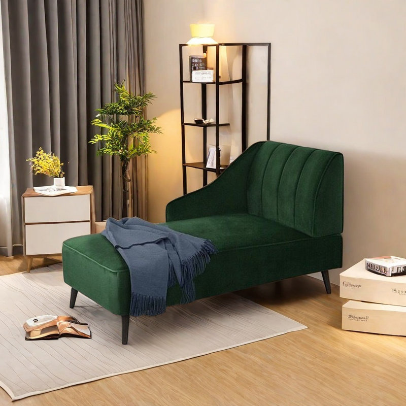 Chaise longue en tissu de qualité supérieure, Orienté à droite, Vert