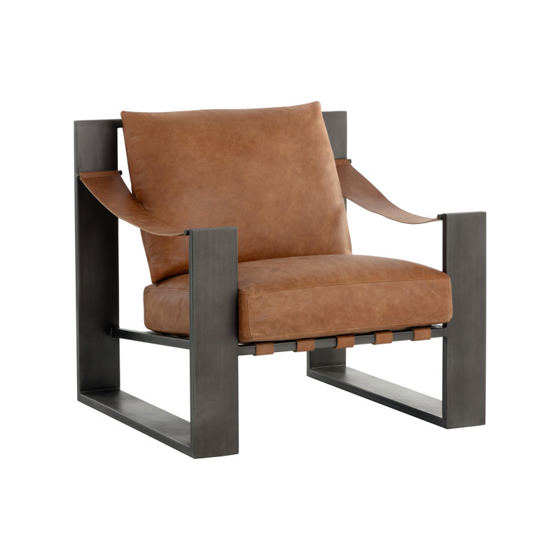 FAUTEUIL Berke - Bronze antique - Cuir, Brun