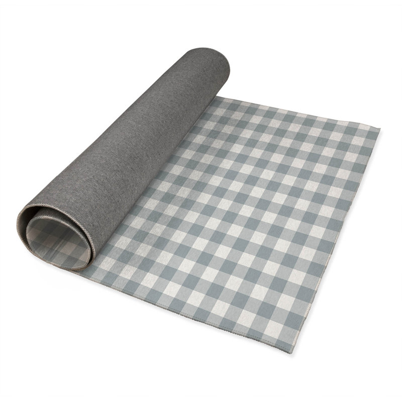 Proper Gingham Kids Play Mat, Rectangle 4' x 6', Slate Blue
