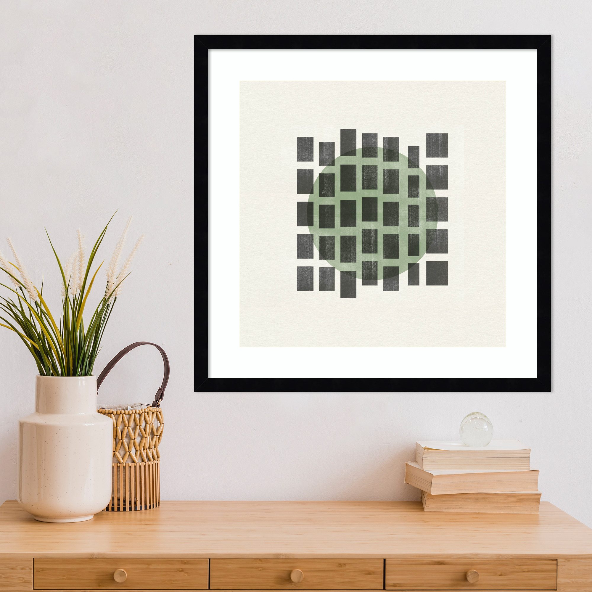 Minimalist Japandi 01 by The MIUUS STUDIO Wood Framed Wall Art Print, 21" H x 21" W, Black