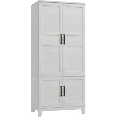 72" Wooden Armoire Wardrobe Closet with 4 Doors, Hanging Rod, 18 Adjustable Shelves, Freestanding Tall Clothing Storage Cabinet for Bedroom by Winston Porter