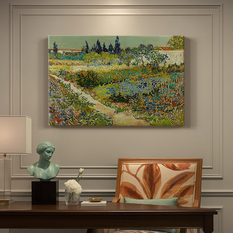 Jardin fleuri avec sentier-Vincent van Gogh-Toile tendue avec châssis-1888, 8 x 12