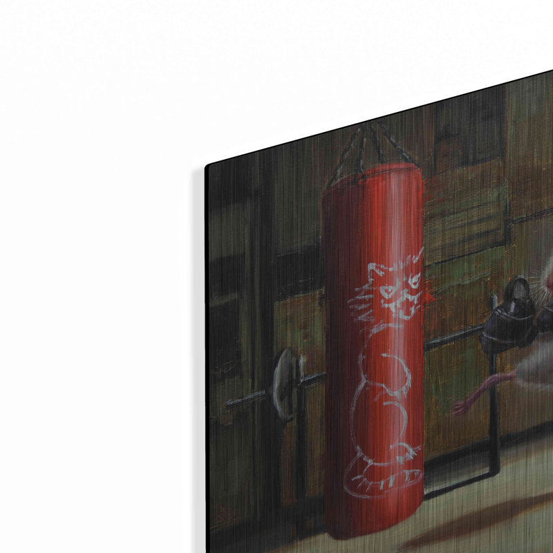 «Gym Rat» par Lucia Heffernan - peinture sur métal sans cadre, H 12 po x l 12 po x P 0,13 po